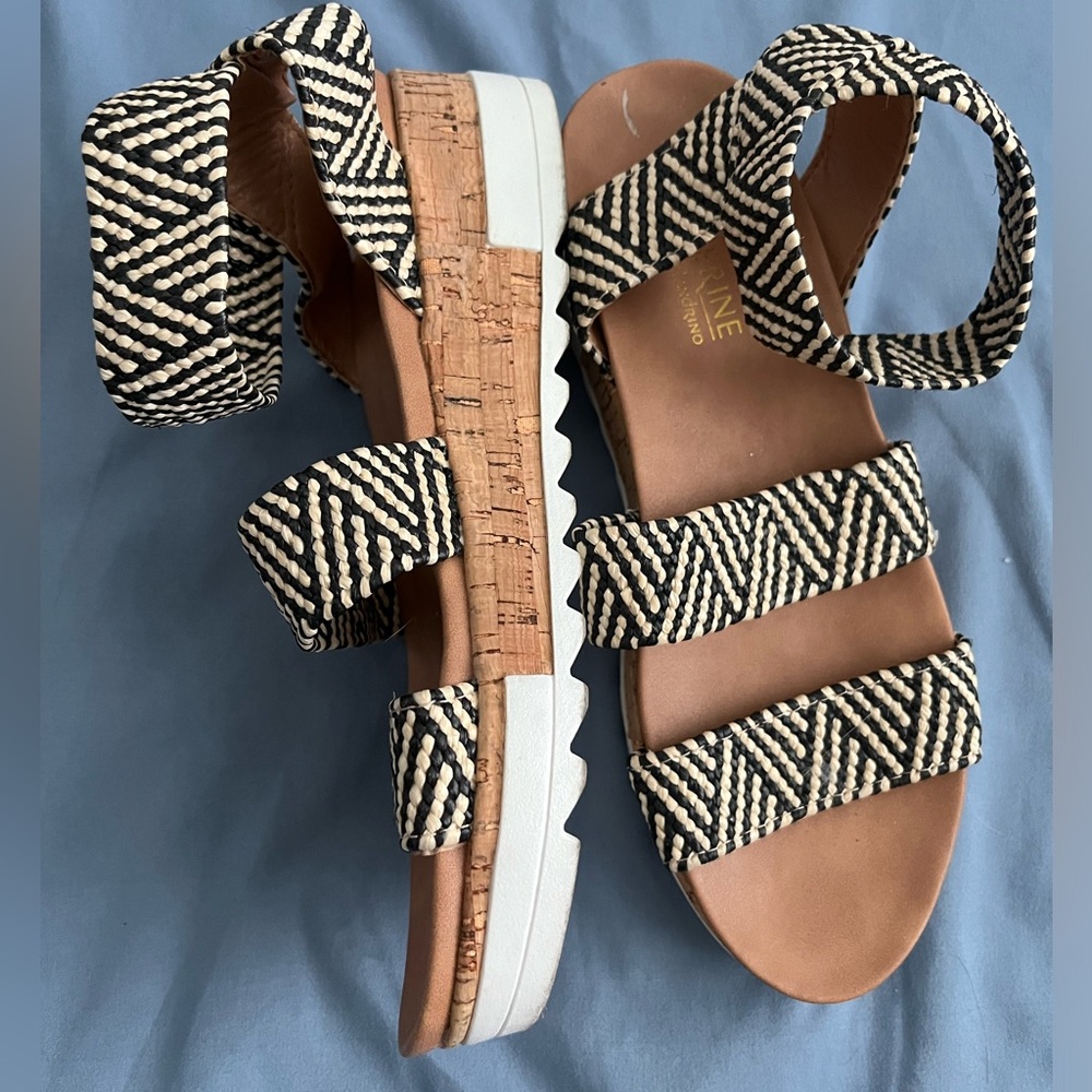 Black & White Strapped Platform Sandals
